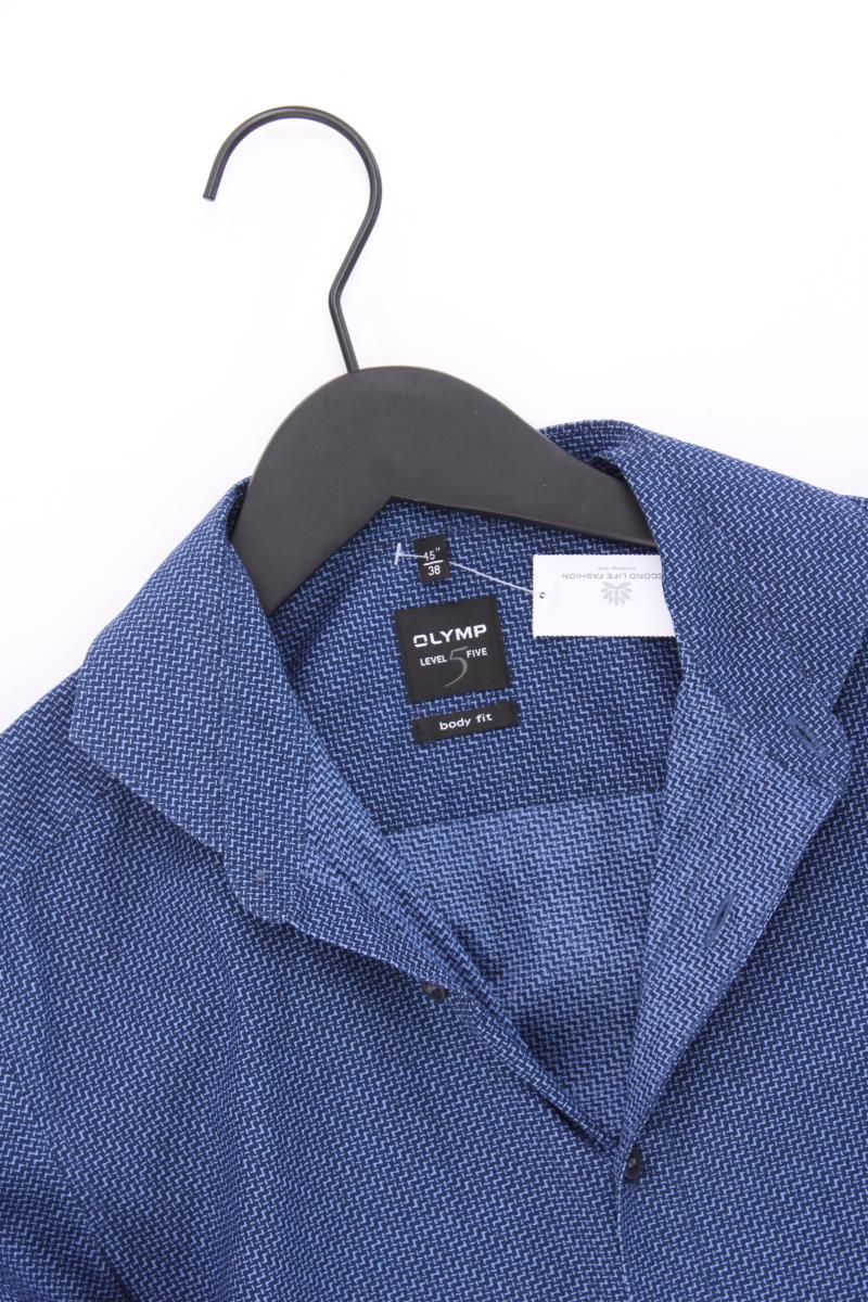 Olymp Langarmhemd für Herren Gr. Hemdgröße 38 blau aus Baumwolle