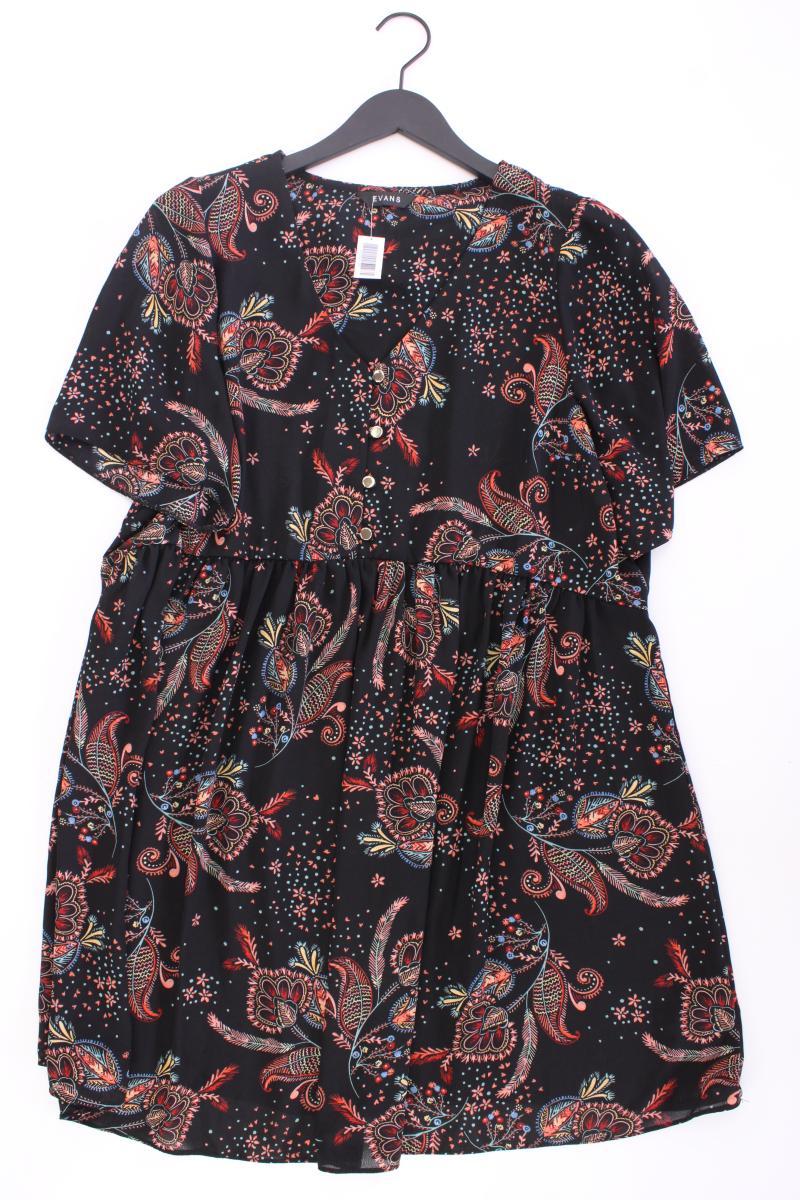 Evans Kurzarmkleid Gr. 48 mit Blumenmuster schwarz aus Polyester