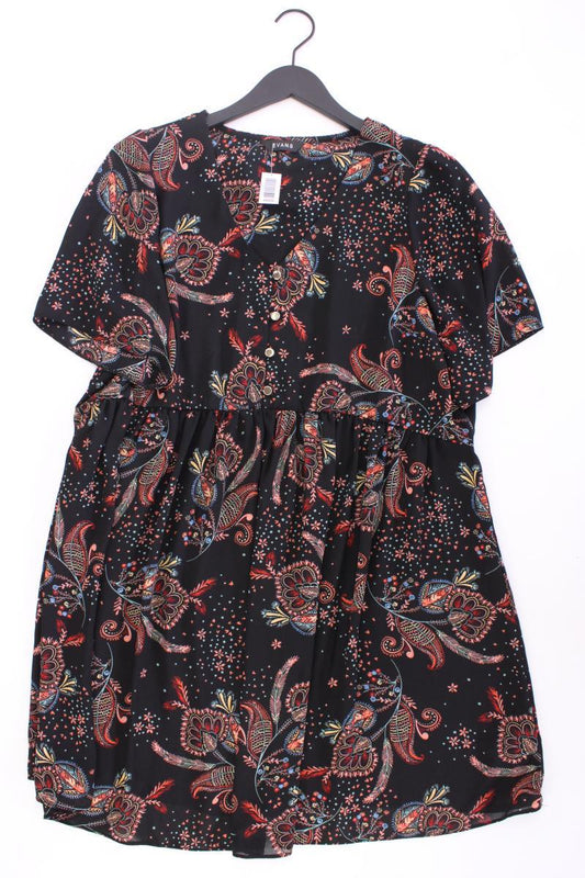 Evans Kurzarmkleid Gr. 48 mit Blumenmuster schwarz aus Polyester