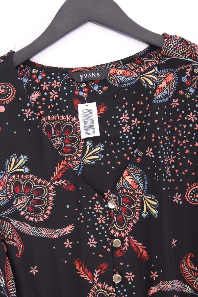 Evans Kurzarmkleid Gr. 48 mit Blumenmuster schwarz aus Polyester