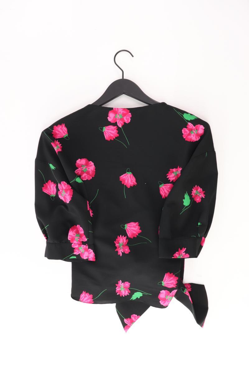 Zara Regular Bluse Gr. S mit Blumenmuster 3/4 Ärmel schwarz aus Polyester