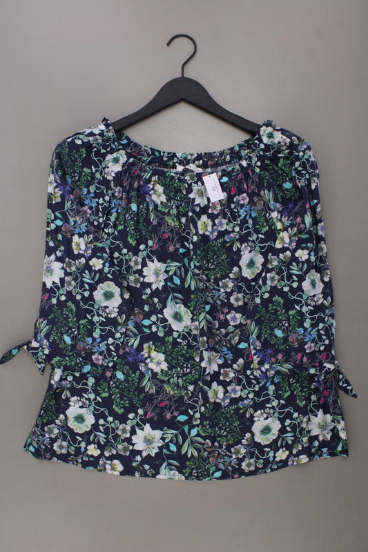 Cecil Classic Bluse Gr. L mit Blumenmuster 3/4 Ärmel mit Carmen-Ausschnitt blau