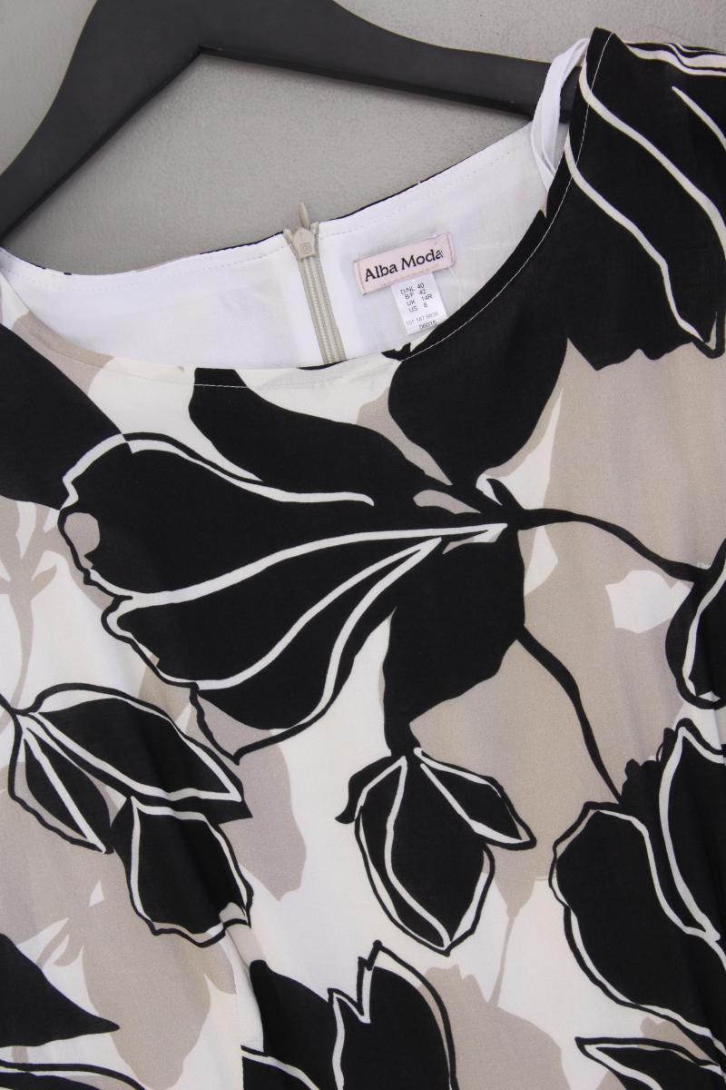 Alba Moda Kurzarmkleid Gr. 40 mit Blumenmuster grau aus Viskose