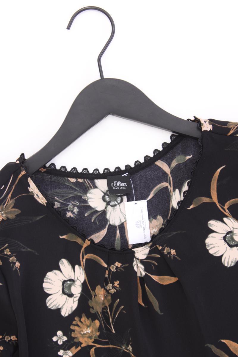 s.Oliver Black Label Kurzarmbluse Gr. 38 mit Blumenmuster neuwertig schwarz