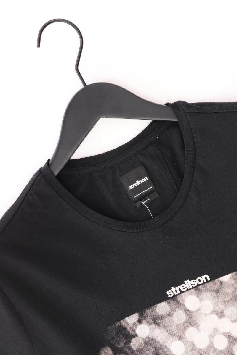 Strellson Printshirt für Herren Gr. L Kurzarm schwarz aus Baumwolle