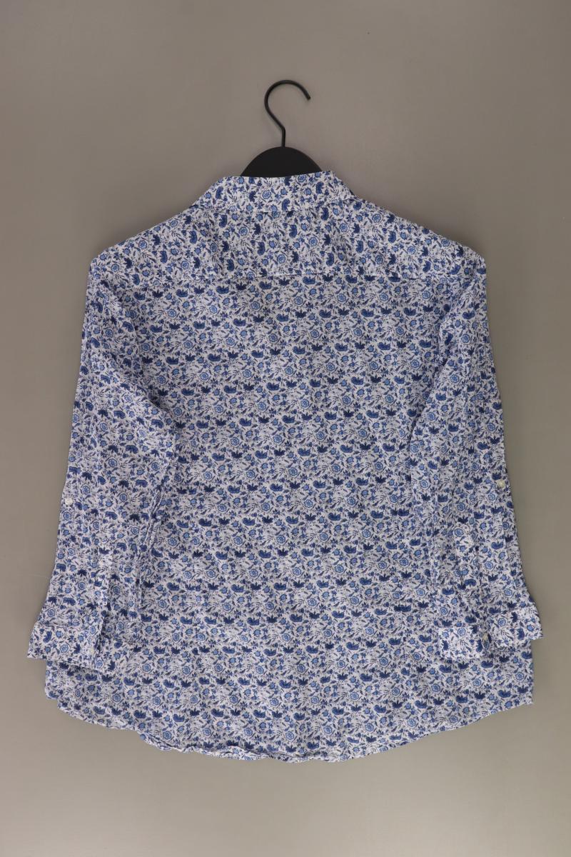 Franco Callegari Regular Bluse Gr. 46 mit Blumenmuster 3/4 Ärmel blau