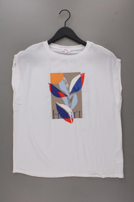 s.Oliver Printshirt Gr. 40 Kurzarm weiß aus Baumwolle