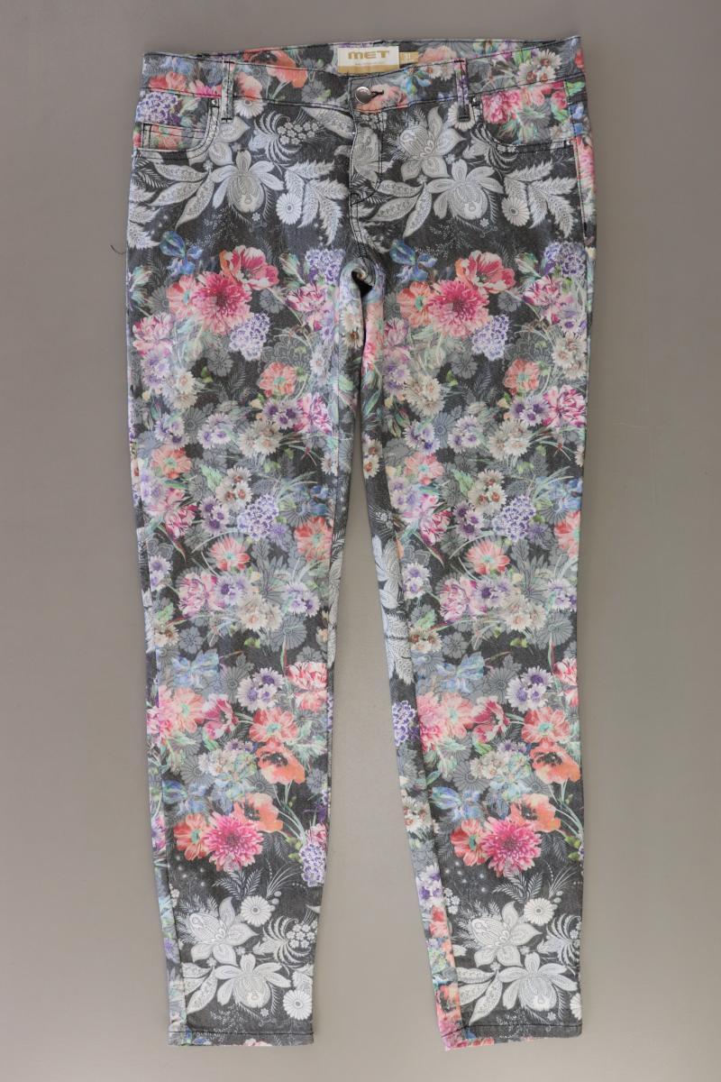 Met Jeans Straight Jeans Gr. W31 mit Blumenmuster mehrfarbig aus Baumwolle