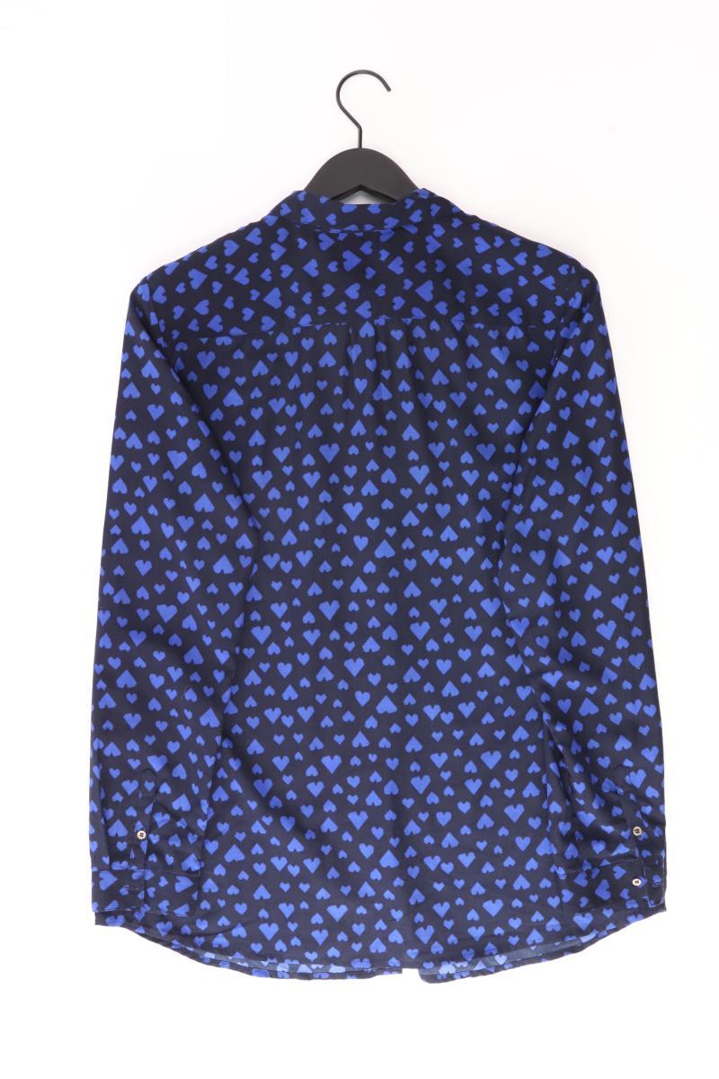 Mexx Bluse mit Herzmuster Gr. 44 Langarm blau aus Polyester