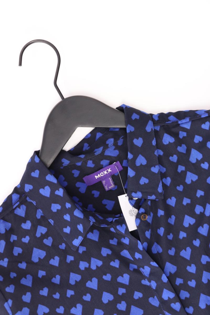 Mexx Bluse mit Herzmuster Gr. 44 Langarm blau aus Polyester