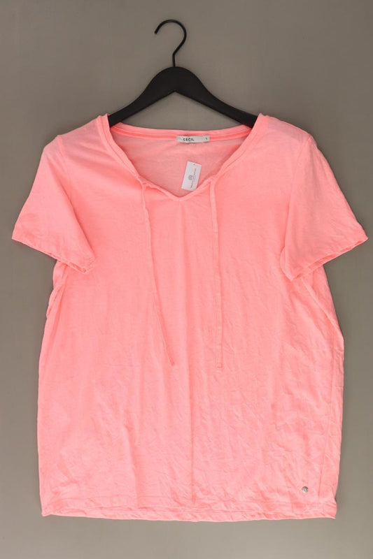 Cecil Shirt mit V-Ausschnitt Gr. L Kurzarm pink aus Baumwolle