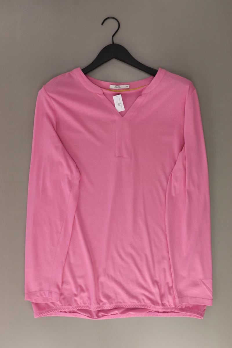 Cecil Shirt mit V-Ausschnitt Gr. XL Langarm rosa aus Baumwolle