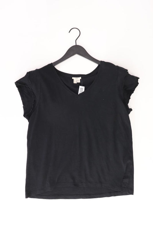 Esprit Shirt mit V-Ausschnitt Gr. L Kurzarm schwarz aus Baumwolle