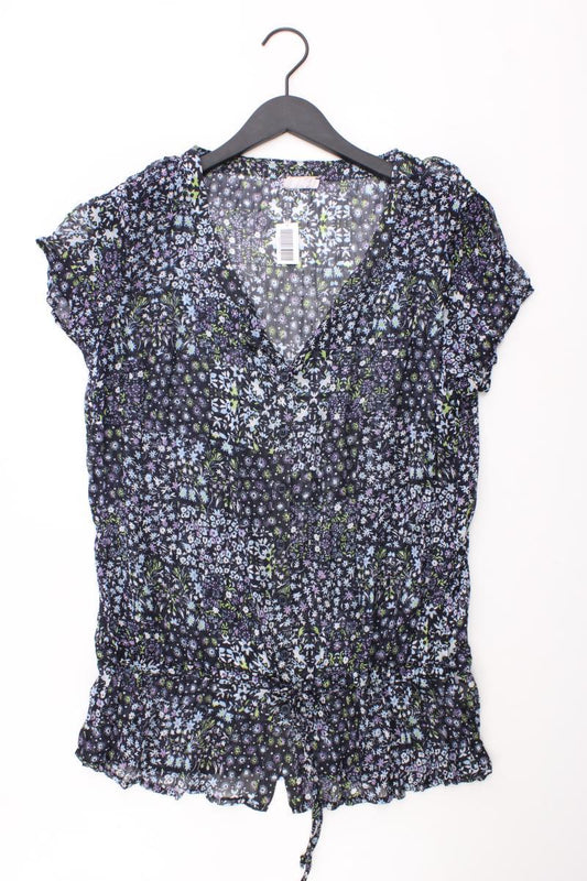 Cheer Kurzarmbluse Gr. 42 mit Blumenmuster blau aus Polyester