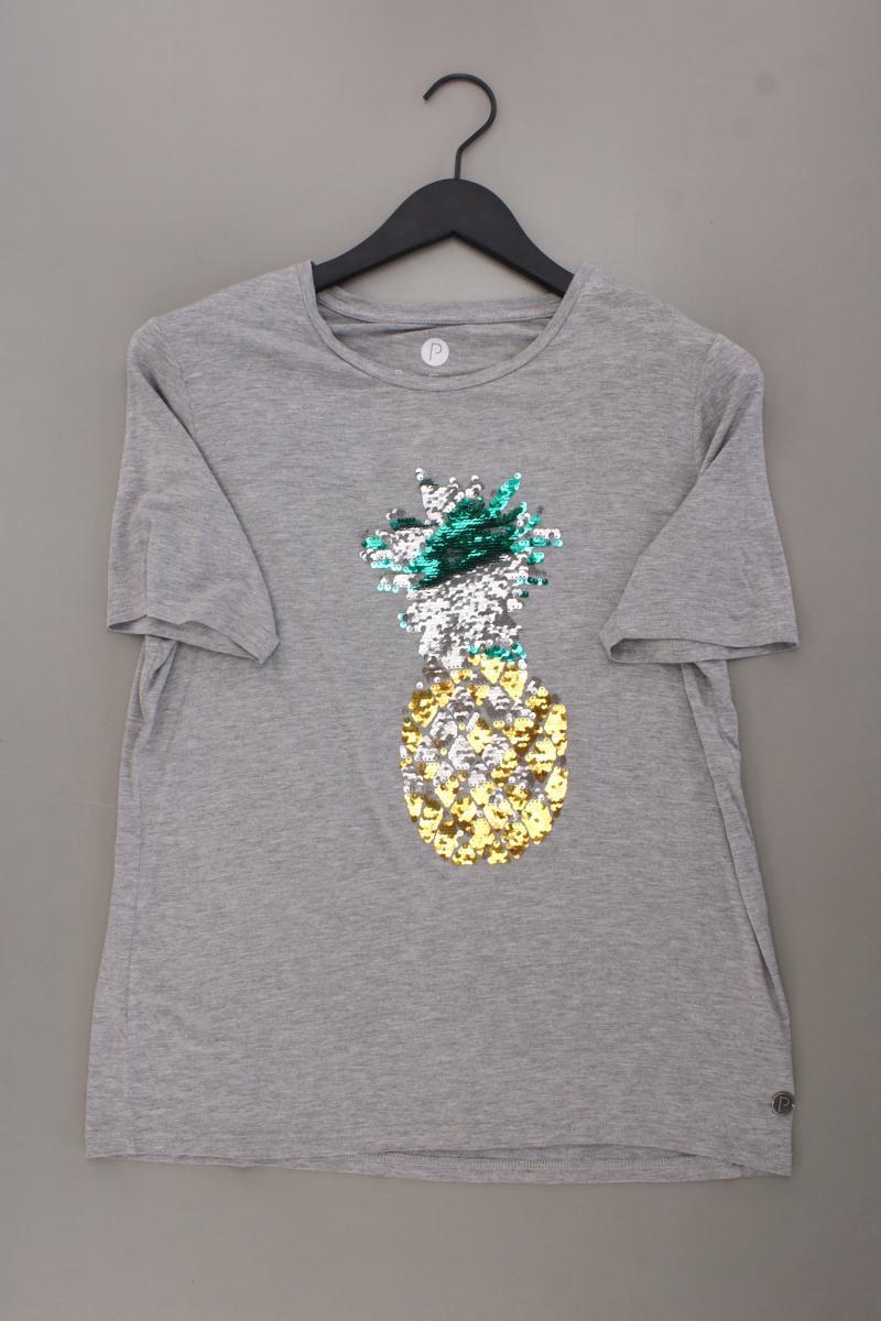 Pure Feeling Shirt Gr. 40 neuwertig Kurzarm mit Pailletten grau aus Viskose