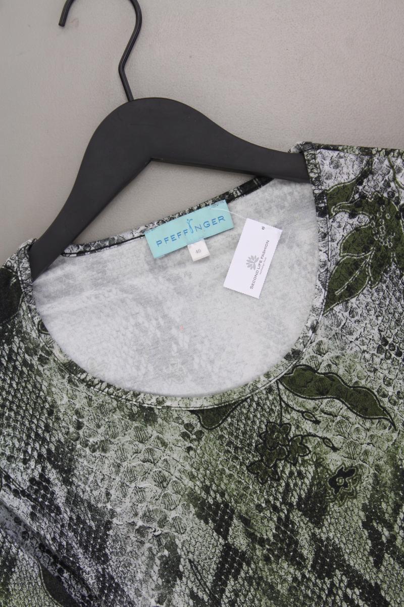 Pfeffinger Printshirt Gr. 40 mit Tierdruck 3/4 Ärmel grün aus Viskose