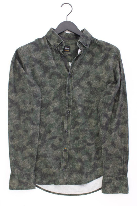 BOSS by Hugo Boss Langarmhemd für Herren Gr. S camouflage olivgrün aus Baumwolle