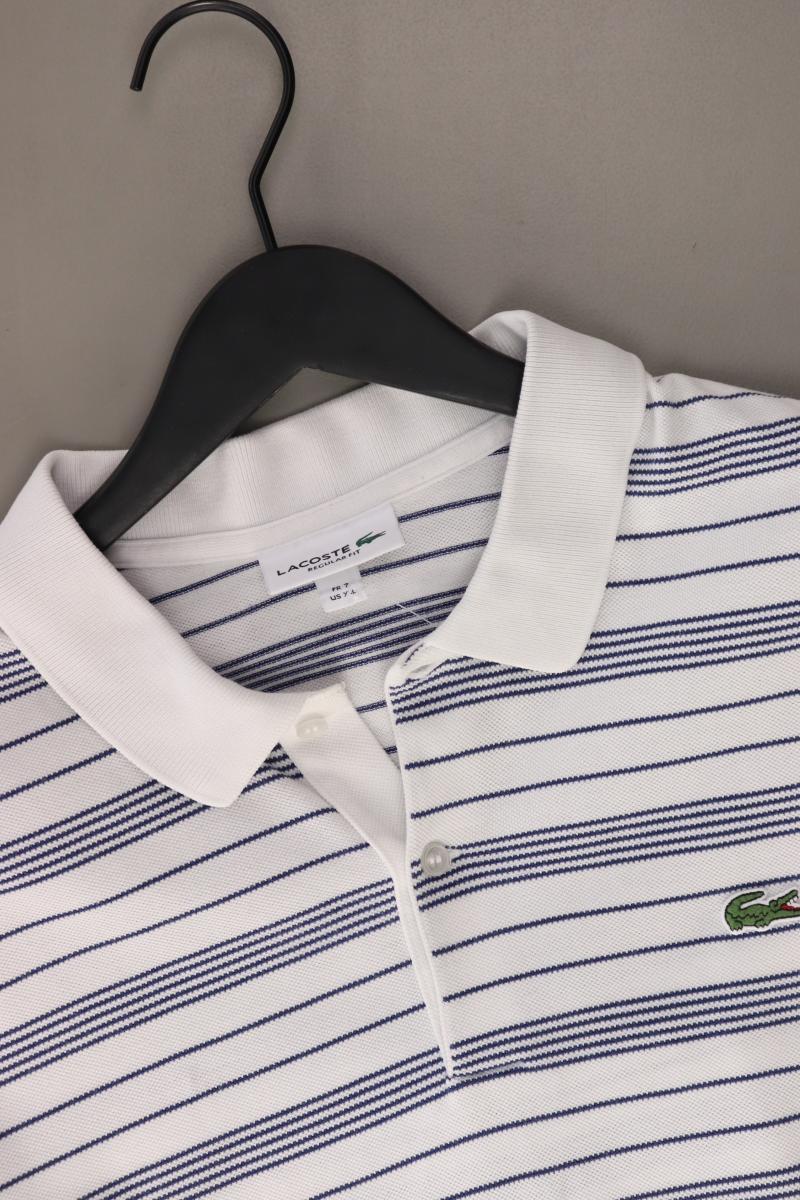 Lacoste Poloshirt für Herren Gr. XXL gestreift Kurzarm weiß aus Baumwolle