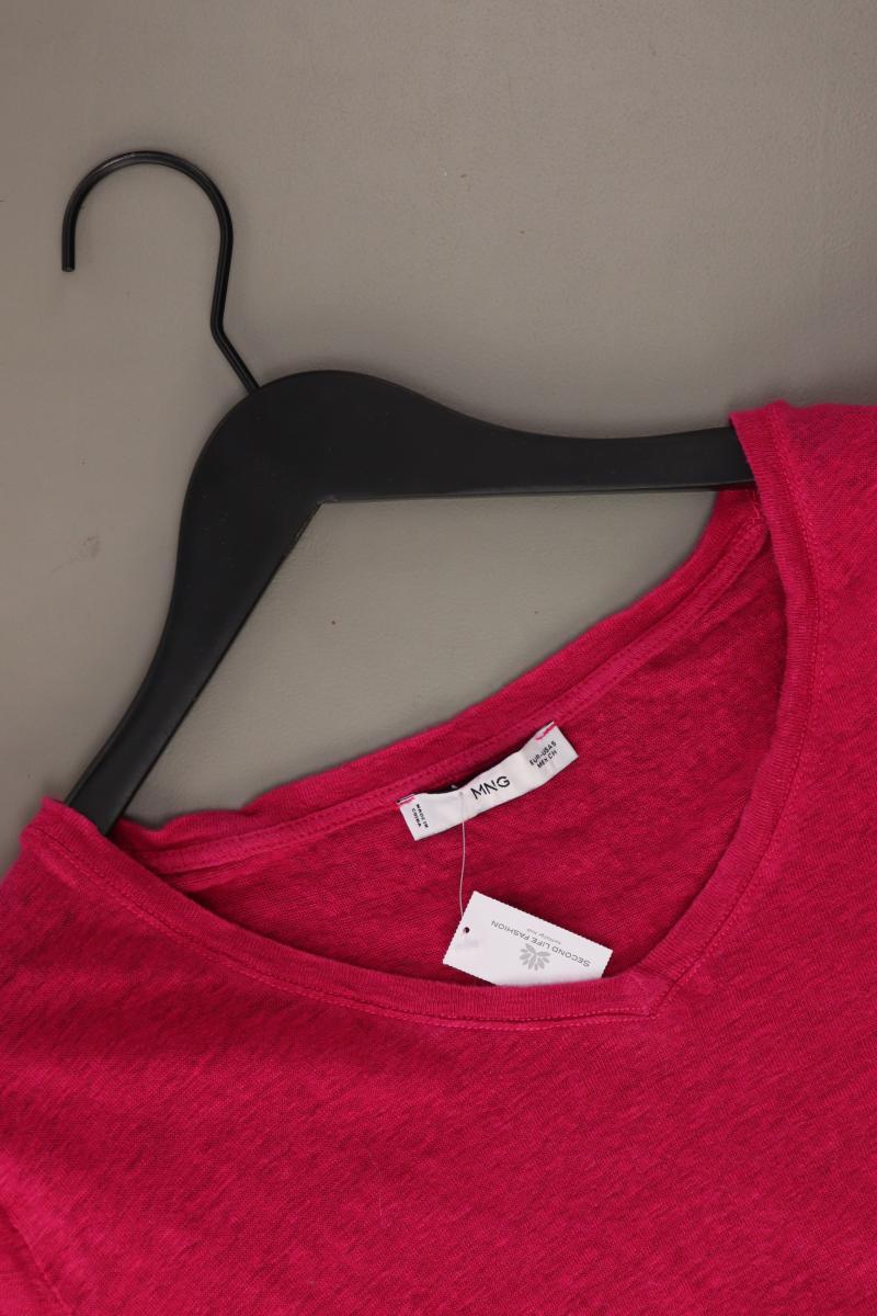 Mango Shirt mit V-Ausschnitt Gr. S Kurzarm pink