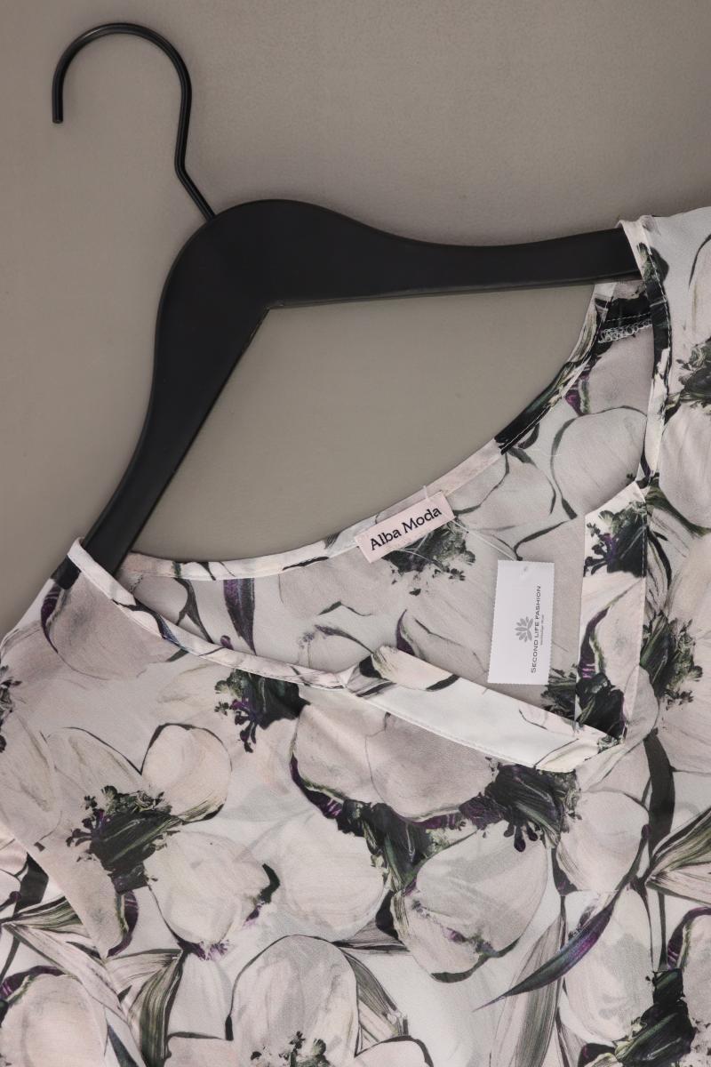 Alba Moda Kurzarmbluse Gr. L mit Blumenmuster grau aus Polyester