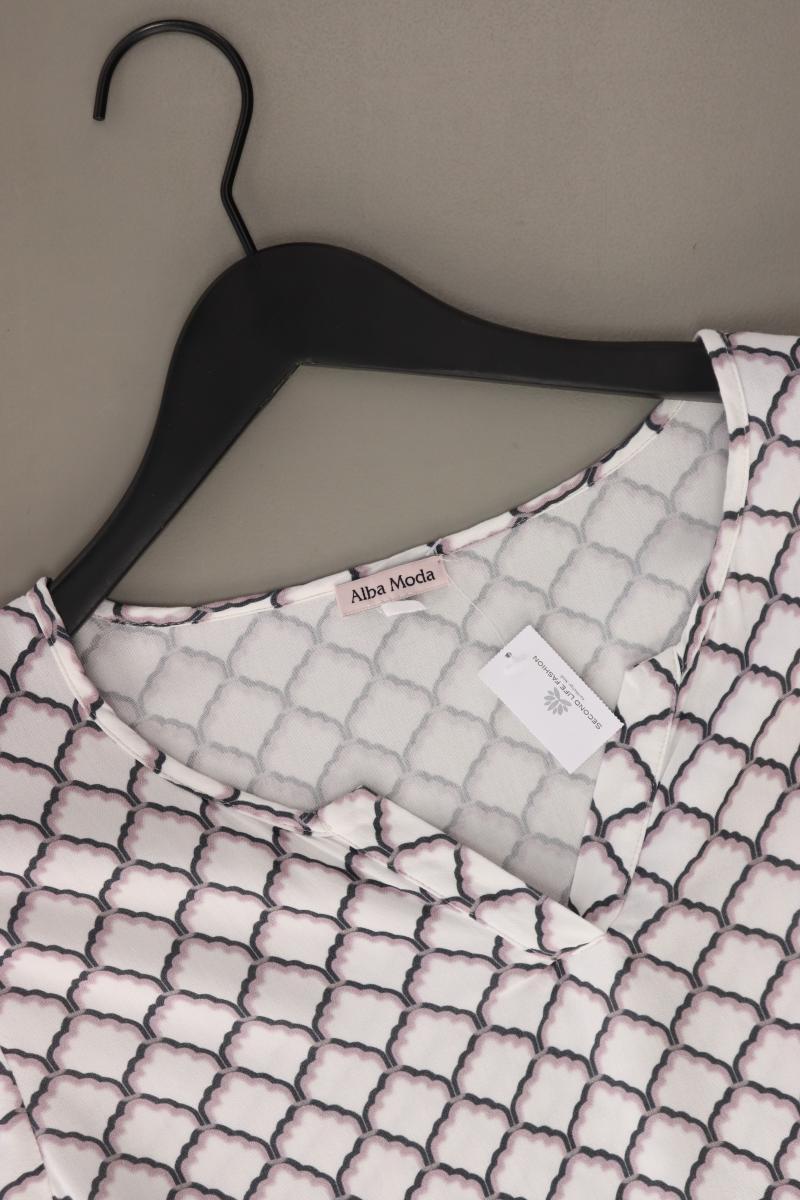 Alba Moda Kurzarmbluse Gr. L geometrisches Muster weiß aus Viskose