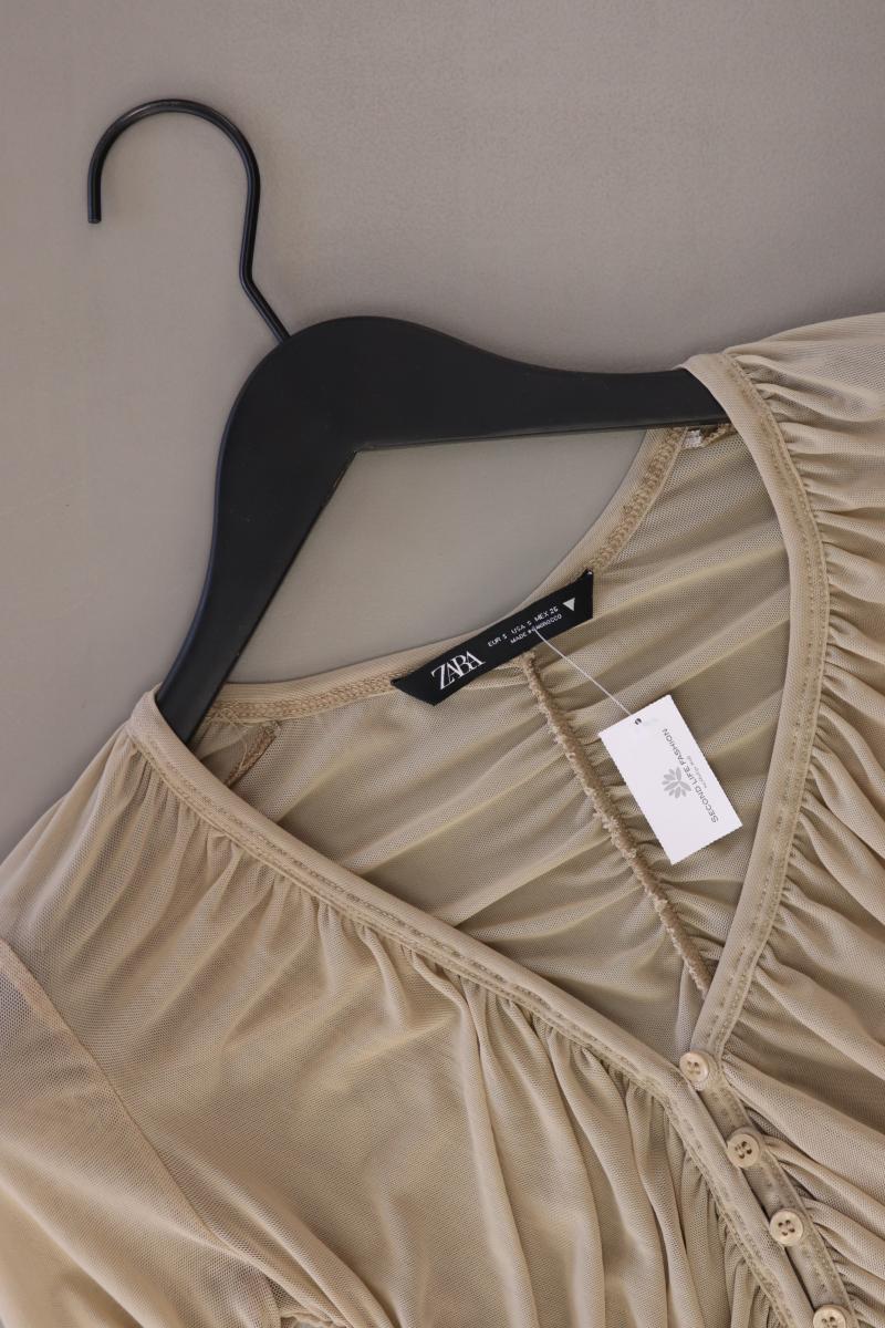 Zara Cropped Shirt Gr. S Langarm creme aus Polyester