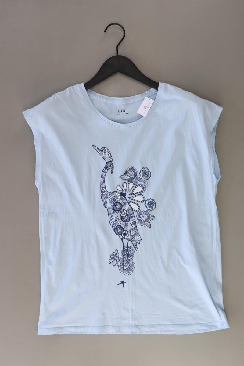 edc by Esprit Printshirt Gr. L Kurzarm blau aus Baumwolle