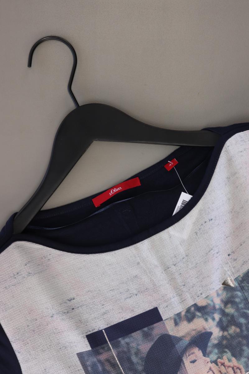 s.Oliver Printshirt Gr. 42 Kurzarm blau aus Polyester