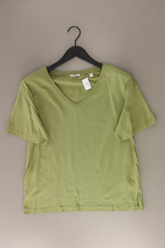 Esprit Shirt mit V-Ausschnitt Gr. M Kurzarm grün aus Baumwolle