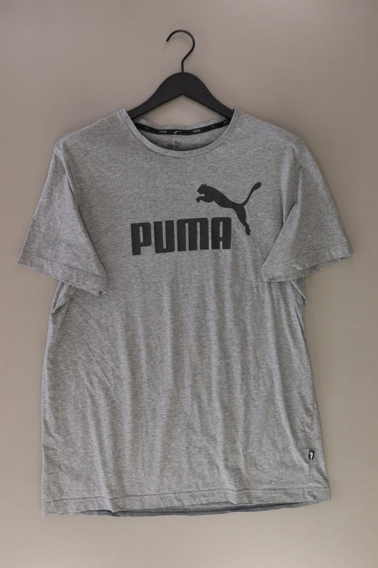 Puma Printshirt für Herren Gr. 56/58 Kurzarm grau aus Baumwolle