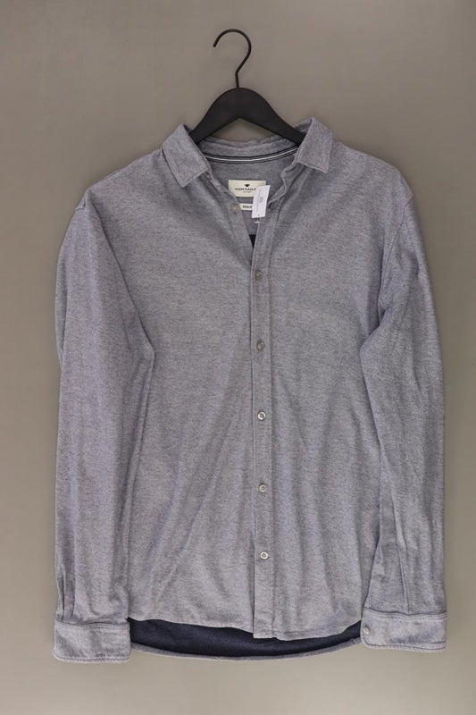 Tom Tailor Langarmhemd für Herren Gr. XL blau aus Baumwolle