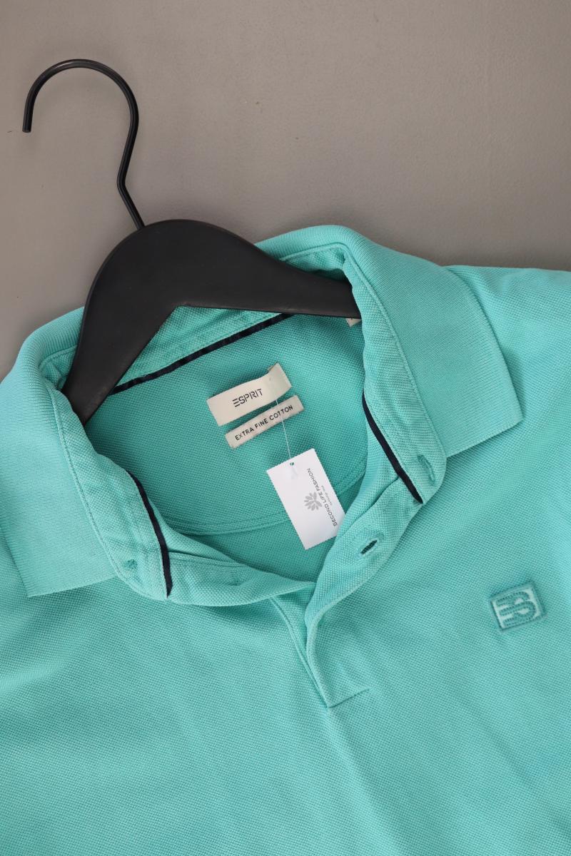 Esprit Poloshirt für Herren Gr. L Kurzarm türkis aus Baumwolle