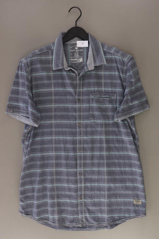 Tom Tailor Karohemd für Herren Gr. XL kariert Kurzarm blau aus Baumwolle