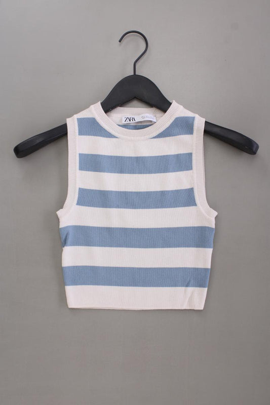Zara Crop Top Gr. S gestreift blau aus Viskose