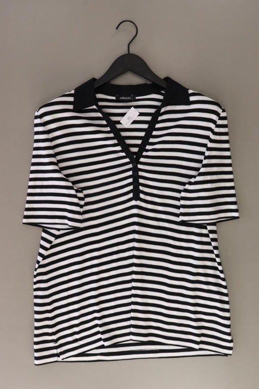 olsen Poloshirt Gr. 46 gestreift Kurzarm schwarz aus Baumwolle