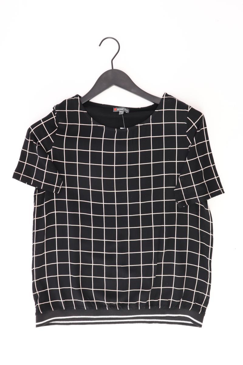 Street One T-Shirt Gr. 38 kariert Kurzarm schwarz aus Viskose