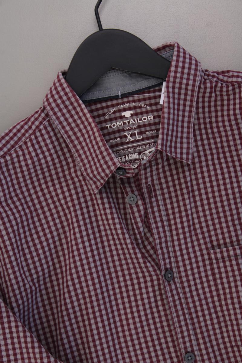 Tom Tailor Karohemd für Herren Gr. XL kariert Langarm rot aus Baumwolle