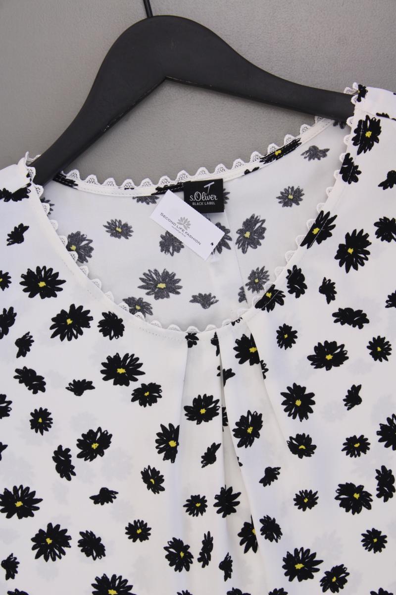 s.Oliver Black Label Kurzarmbluse Gr. 42 mit Blumenmuster weiß aus Polyester