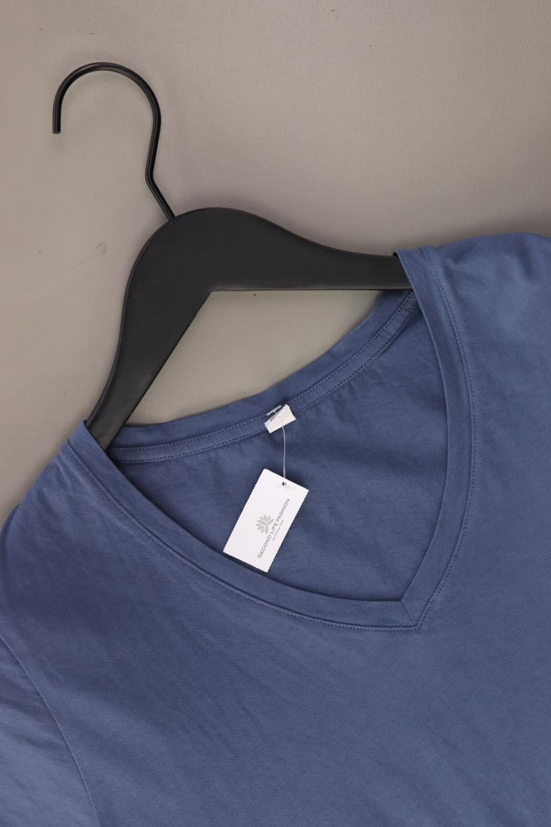 Uniqlo Shirt mit V-Ausschnitt Gr. S Kurzarm blau aus Baumwolle