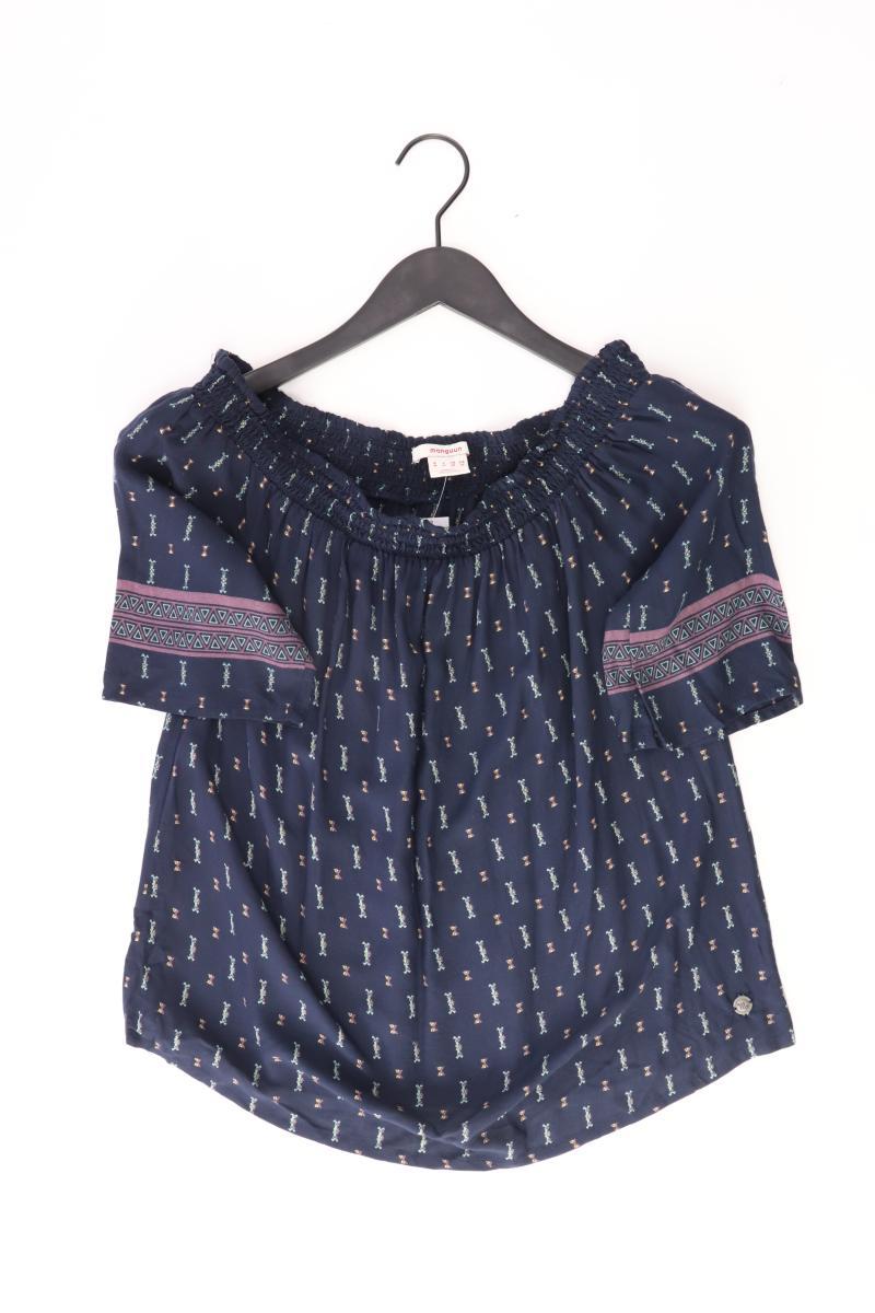 Manguun Kurzarmbluse Gr. 40 mit Carmen-Ausschnitt blau