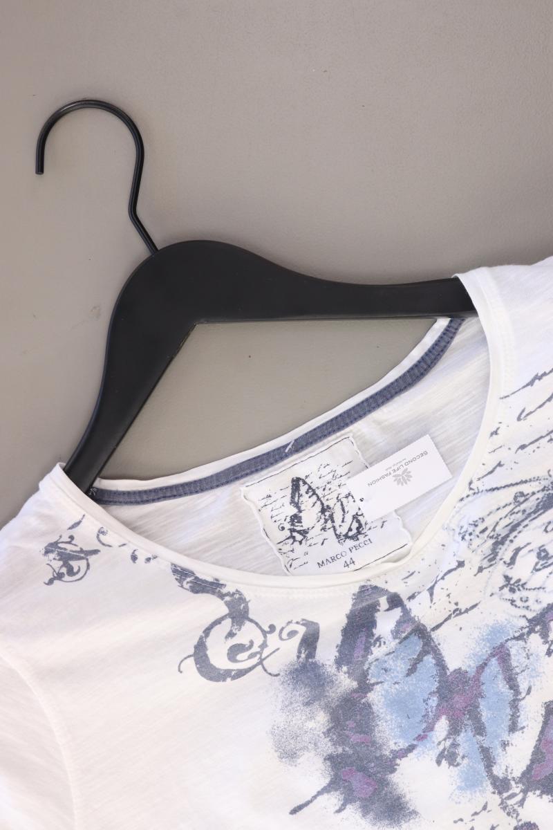 Marco Pecci Printshirt Gr. 44 Kurzarm weiß aus Baumwolle
