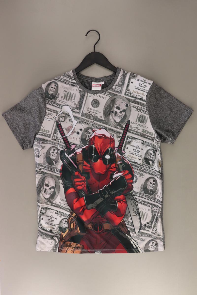 Marvel Deadpool Shirt für Herren Gr. L Kurzarm grau aus Polyester