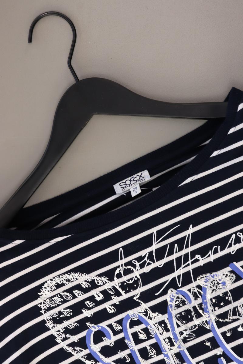 Soccx Printshirt Gr. 36 gestreift Kurzarm blau aus Baumwolle