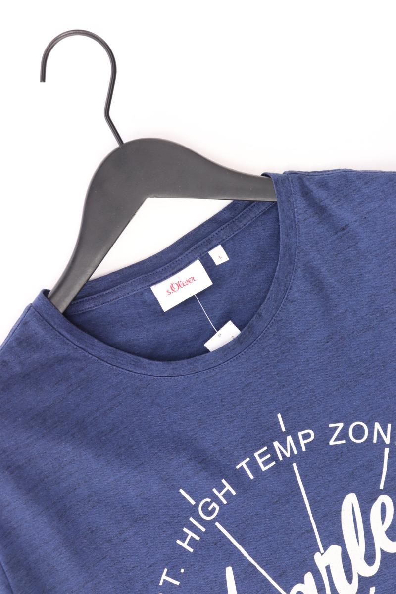 s.Oliver Printshirt für Herren Gr. L Kurzarm blau aus Baumwolle