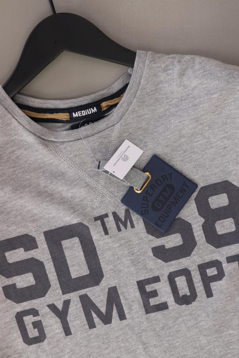 Superdry Printshirt für Herren Gr. M neu mit Etikett Kurzarm grau aus Baumwolle