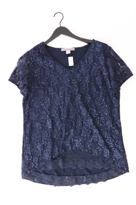 Ashley Brooke Spitzenbluse Gr. 48 Kurzarm mit Pailletten blau aus Polyester