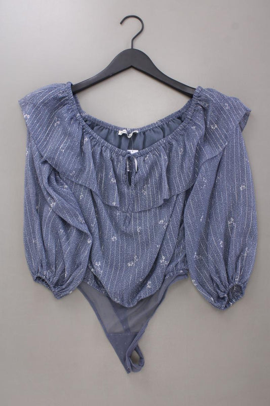 Abercrombie & Fitch Bodybluse Gr. XS 3/4 Ärmel mit Carmen-Ausschnitt blau