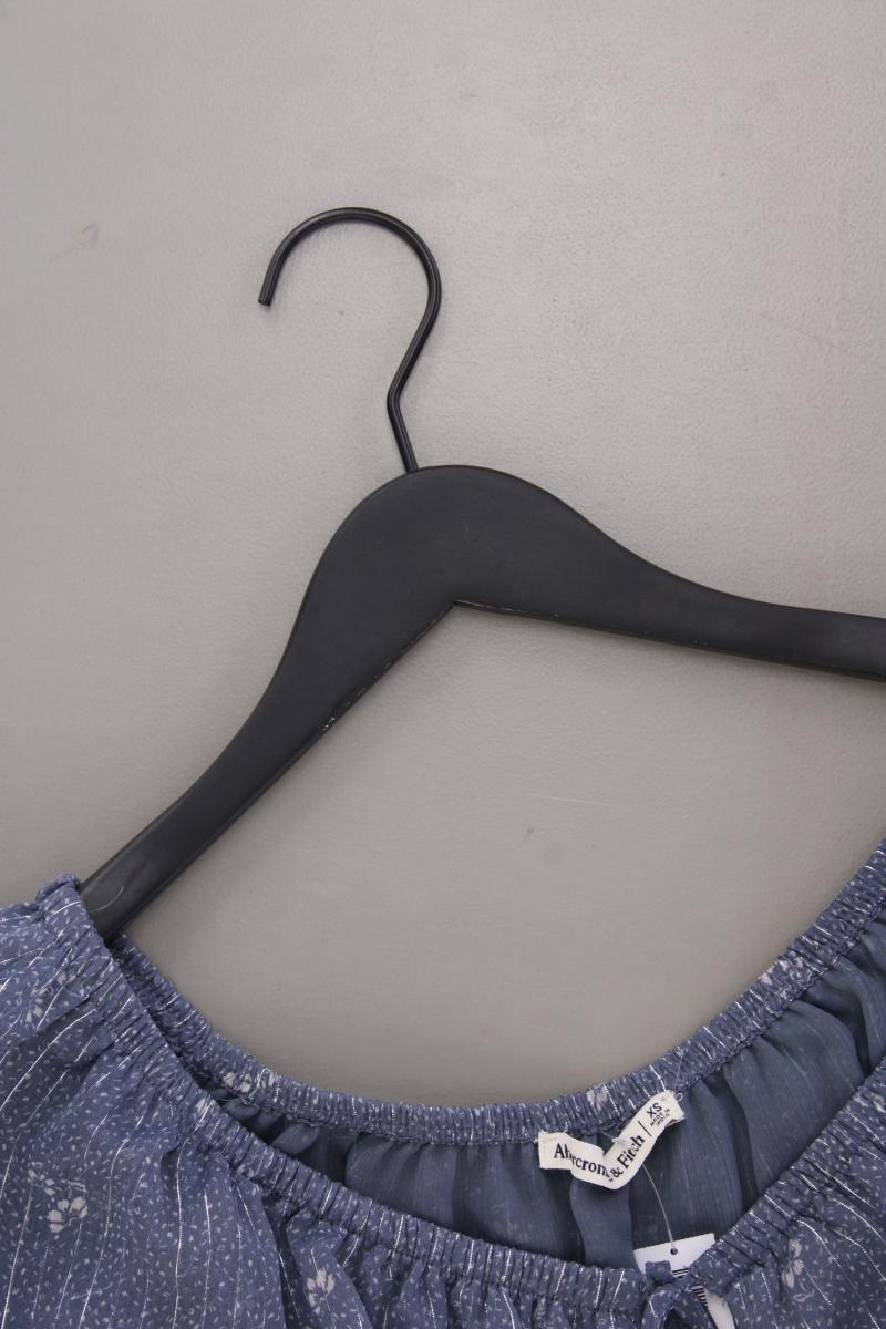 Abercrombie & Fitch Bodybluse Gr. XS 3/4 Ärmel mit Carmen-Ausschnitt blau
