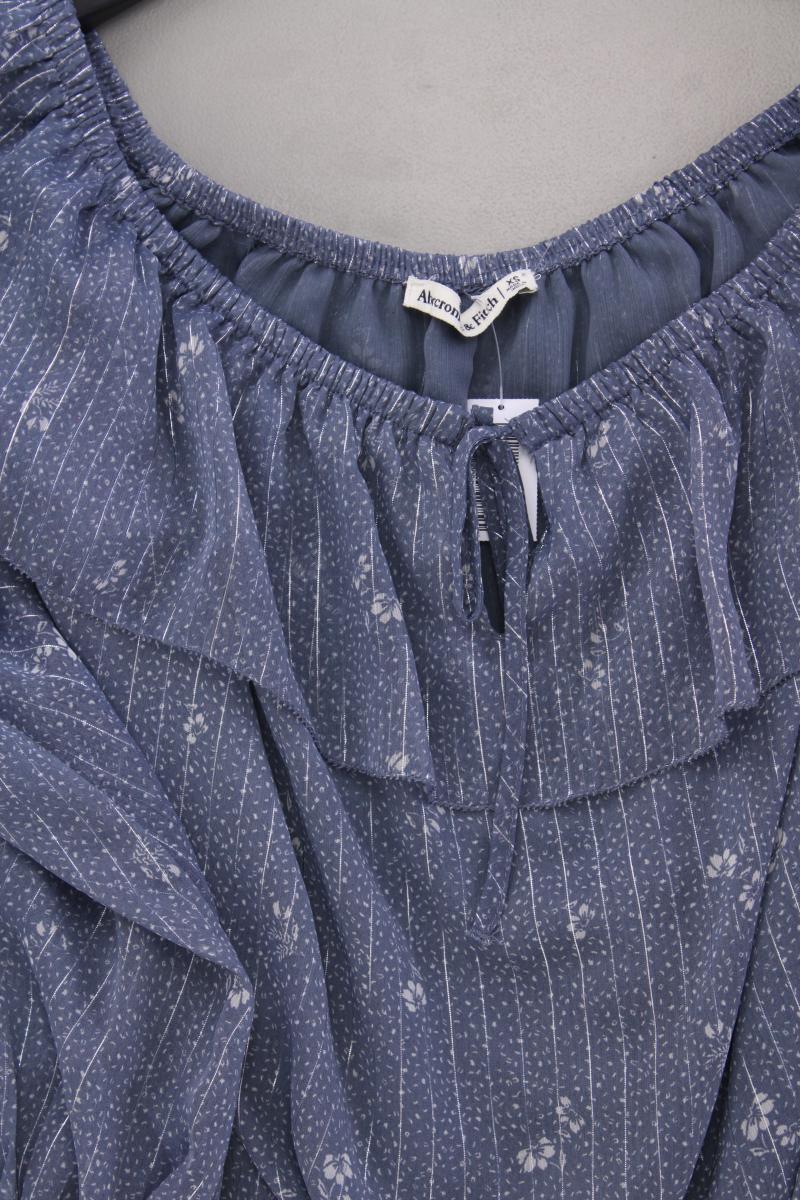 Abercrombie & Fitch Bodybluse Gr. XS 3/4 Ärmel mit Carmen-Ausschnitt blau