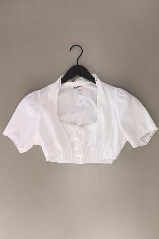 Alphorn Dirndl Bluse Gr. 38 Kurzarm weiß aus Baumwolle